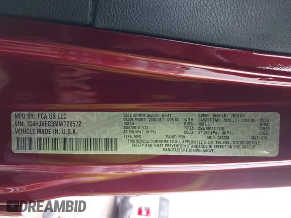 ✅ 2021 Jeep Wrangler Unlimited Sahara • VIN: 1C4HJXEG3MW720572 • Lot: 41899645. Listed on IAAI with 43,097 mi. Free auction sales archive from the USA and detailed vehicle history report at DreamBid. Image 9.