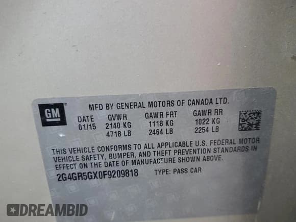 ✅ 2015 Buick Regal Premium II • VIN: 2G4GR5GX0F9209818 • Lot: 81962874. Wystawiony na Copart z przebiegiem 96 403 mil. Bezpłatny archiwum sprzedaży aukcyjnych z USA i szczegółowy raport historii pojazdu na DreamBid. Zdjęcie 13.