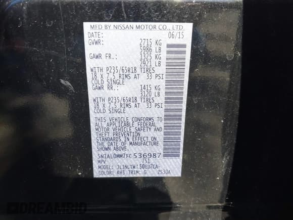 ✅ 2015 Infiniti QX60 • VIN: 5N1AL0MM7FC536987 • Lot: 41440320. Listed on IAAI with 86,757 mi. Free auction sales archive from the USA and detailed vehicle history report at DreamBid. Image 9.