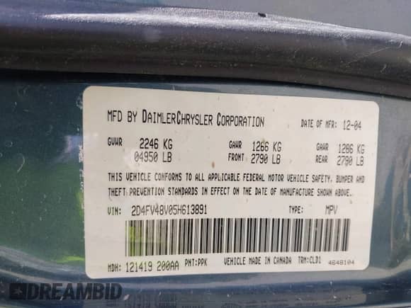 2005 Dodge Magnum SE with VIN 2D4FV48V05H613891, listed as a IAAI auction lot 41607076 with 116,172 mi miles and . Bid and sale history available at DreamBid. Image 9.
