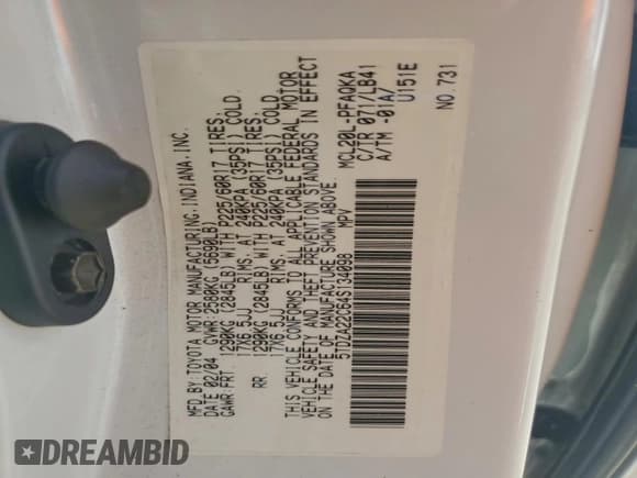 ✅ 2004 Toyota Sienna XLE Limited • VIN: 5TDZA22C64S134098 • Lot: 95313335. Listed on Copart with 121,036 mi. Free auction sales archive from the USA and detailed vehicle history report at DreamBid. Image 13.