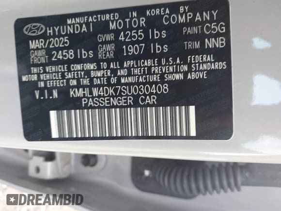 ✅ 2025 Hyundai Elantra • VIN: KMHLW4DK7SU030408 • Лот: 43277625. Опубликован ранее на IAAI с пробегом 5 968 миль. Бесплатный доступ к архиву аукционных продаж из США и подробный отчёт об истории автомобиля на DreamBid. Изображение 9.