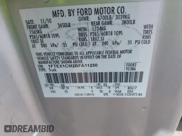 ✅ 2011 Ford F-150 XLT • VIN: 1FTEX1CM2BFA11250 • Лот: 43286962. Опубликован ранее на IAAI с пробегом 127 541 миль. Бесплатный доступ к архиву аукционных продаж из США и подробный отчёт об истории автомобиля на DreamBid. Изображение 9.