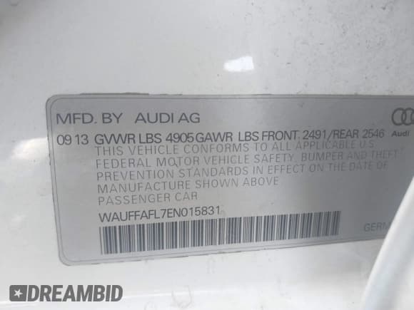 ✅ 2014 Audi A4 Premium Plus • VIN: WAUFFAFL7EN015831 • Лот: 43604835. Опубликован ранее на IAAI с пробегом 195 495 миль. Бесплатный доступ к архиву аукционных продаж из США и подробный отчёт об истории автомобиля на DreamBid. Изображение 9.