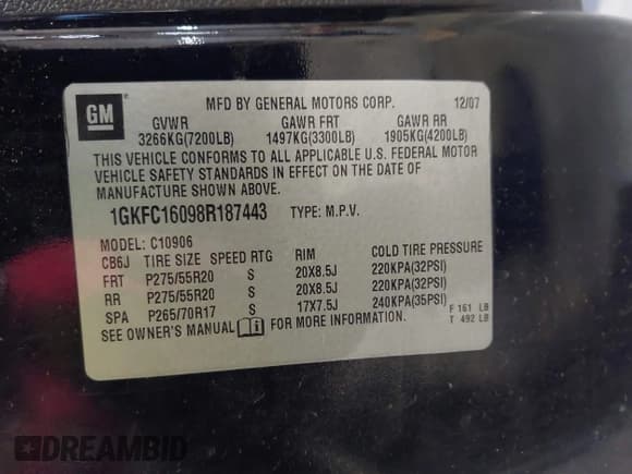 ✅ 2008 GMC Yukon XL SLT 4SB • VIN: 1GKFC16098R187443 • Lot: 41890053. Wystawiony na IAAI z przebiegiem 239 550 mil. Bezpłatny archiwum sprzedaży aukcyjnych z USA i szczegółowy raport historii pojazdu na DreamBid. Zdjęcie 9.