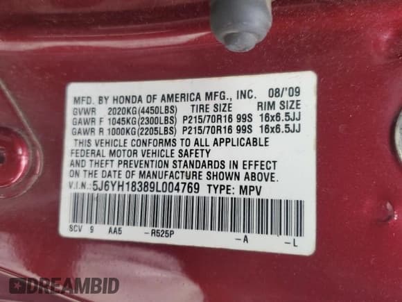 ✅ 2009 Honda Element LX • VIN: 5J6YH18389L004769 • Лот: 60911615. Опубликован ранее на Copart с пробегом 150 361 миль. Бесплатный доступ к архиву аукционных продаж из США и подробный отчёт об истории автомобиля на DreamBid. Изображение 13.