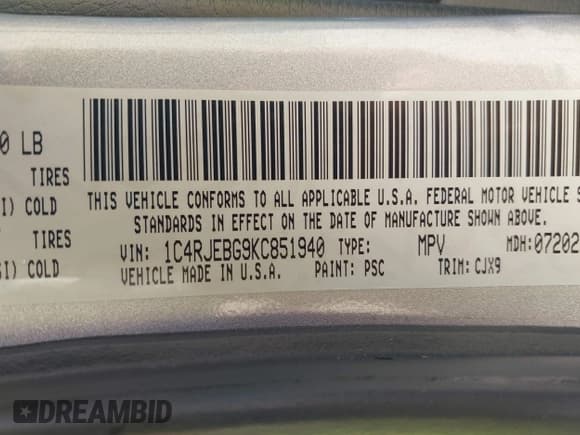 ✅ 2019 Jeep Grand Cherokee Limited • VIN: 1C4RJEBG9KC851940 • Lot: 43368213. Wystawiony na IAAI z przebiegiem 88 254 mil. Bezpłatny archiwum sprzedaży aukcyjnych z USA i szczegółowy raport historii pojazdu na DreamBid. Zdjęcie 9.