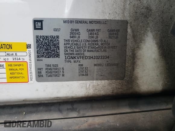 ✅ 2017 Chevrolet Traverse LS • VIN: 1GNKVFED1HJ323334 • Lot: 72435384. Wystawiony na Copart z przebiegiem 115 759 mil. Bezpłatny archiwum sprzedaży aukcyjnych z USA i szczegółowy raport historii pojazdu na DreamBid. Zdjęcie 12.