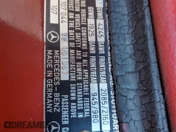 ✅ 1979 Mercedes-Benz SL • VIN: 10704412051367 • Lot: 44525115. Listed on Copart with 119,080 mi. Free auction sales archive from the USA and detailed vehicle history report at DreamBid. Image 12.