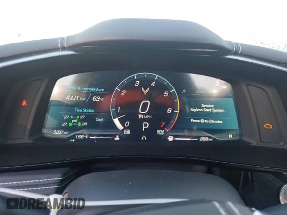 2025 Chevrolet Corvette 2LT with VIN 1G1YB2D49S5106032, listed as a Copart auction lot 90788015 with 5,267 mi miles and Salvage title. Bid and sale history available at DreamBid. Image 9.