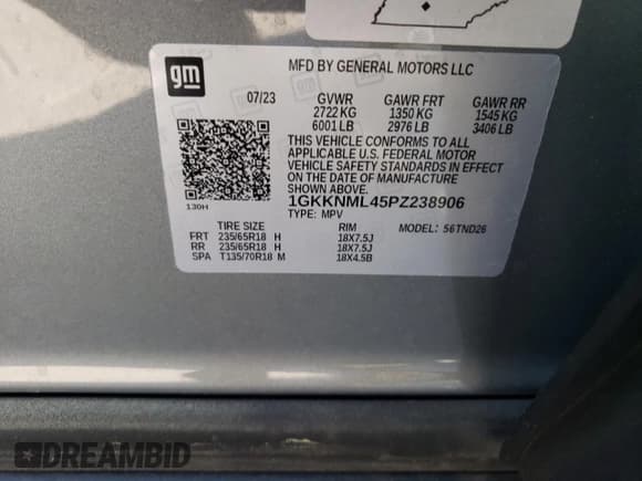 ✅ 2023 GMC Acadia SLT • VIN: 1GKKNML45PZ238906 • Lot: 50701415. Listed on Copart with 13,894 mi. Free auction sales archive from the USA and detailed vehicle history report at DreamBid. Image 15.