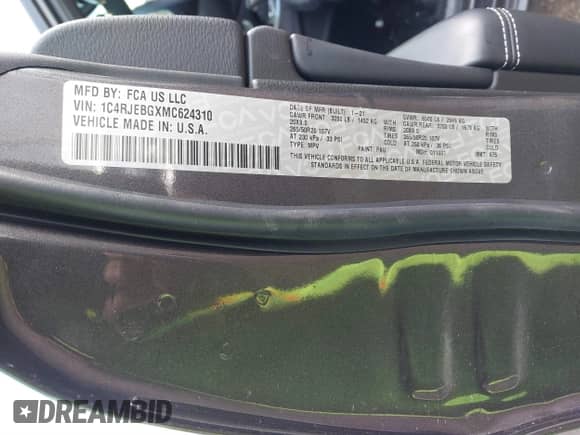 2021 Jeep Grand Cherokee 80th Anniversary с VIN 1C4RJEBGXMC624310, выставлен на аукционе IAAI как лот 41792004 с пробегом 34 895 миль миль и . История ставок и продаж доступна на DreamBid. Изображение 9.