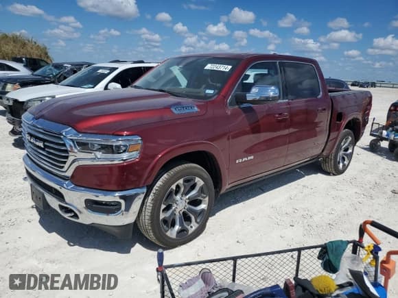 ✅ 2024 Ram 1500 Longhorn • VIN: 1C6SRFKT1RN177267 • Lot: 72243714. Listed on Copart with 8,073 mi. Free auction sales archive from the USA and detailed vehicle history report at DreamBid. Image 1.