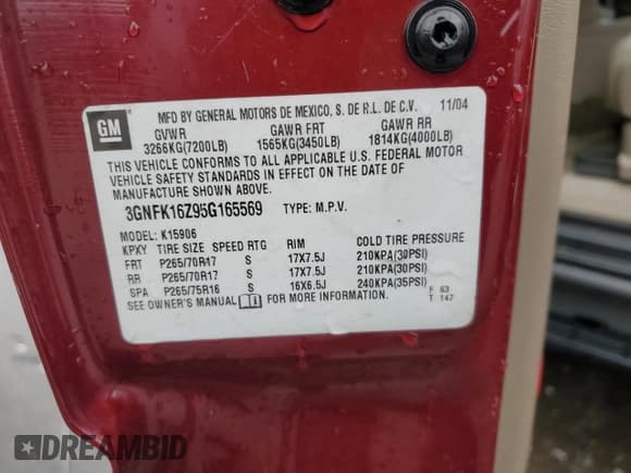 ✅ 2005 Chevrolet Suburban LT • VIN: 3GNFK16Z95G165569 • Лот: 47834175. Опубликован ранее на Copart с пробегом 190 949 миль. Бесплатный доступ к архиву аукционных продаж из США и подробный отчёт об истории автомобиля на DreamBid. Изображение 13.