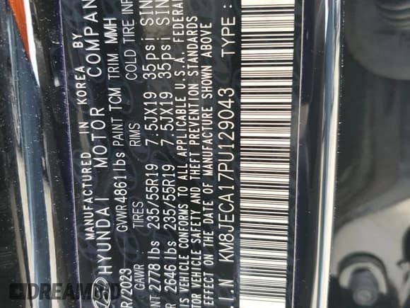 ✅ 2023 Hyundai Tucson Limited • VIN: KM8JECA17PU129043 • Lot: 74218374. Wystawiony na Copart z przebiegiem Nie podano. Bezpłatny archiwum sprzedaży aukcyjnych z USA i szczegółowy raport historii pojazdu na DreamBid. Zdjęcie 13.