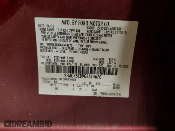 ✅ 2016 Ford Flex SEL • VIN: 2FMGK5C89GBA14670 • Лот: 69752125. Опубликован ранее на Copart с пробегом 142 723 миль. Бесплатный доступ к архиву аукционных продаж из США и подробный отчёт об истории автомобиля на DreamBid. Изображение 13.