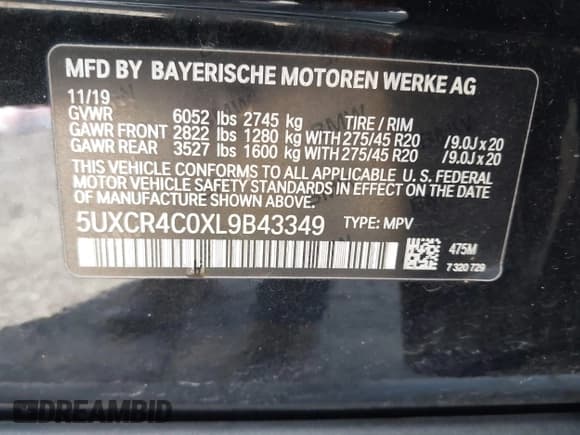 ✅ 2020 BMW X5 sDrive40i • VIN: 5UXCR4C0XL9B43349 • Lot: 42998347. Wystawiony na IAAI z przebiegiem 61 346 mil. Bezpłatny archiwum sprzedaży aukcyjnych z USA i szczegółowy raport historii pojazdu na DreamBid. Zdjęcie 9.