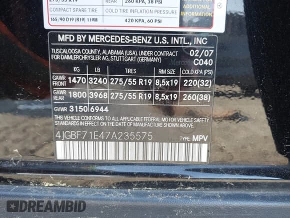 ✅ 2007 Mercedes-Benz GL 450 • VIN: 4JGBF71E47A235575 • Lot: 42945945. Wystawiony na IAAI z przebiegiem 154 667 mil. Bezpłatny archiwum sprzedaży aukcyjnych z USA i szczegółowy raport historii pojazdu na DreamBid. Zdjęcie 9.