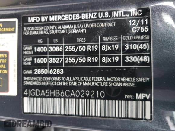 ✅ 2012 Mercedes-Benz M 350 • VIN: 4JGDA5HB6CA029210 • Лот: 93442355. Опубликован ранее на Copart с пробегом 47 268 миль. Бесплатный доступ к архиву аукционных продаж из США и подробный отчёт об истории автомобиля на DreamBid. Изображение 13.