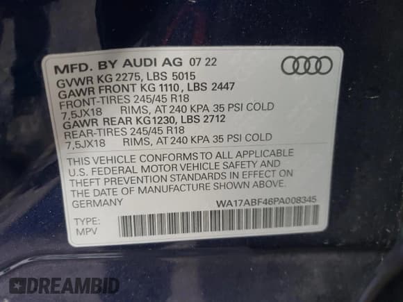 ✅ 2023 Audi allroad A6 V8 • VIN: WA17ABF46PA008345 • Lot: 92102655. Listed on Copart with 33,340 mi. Free auction sales archive from the USA and detailed vehicle history report at DreamBid. Image 12.