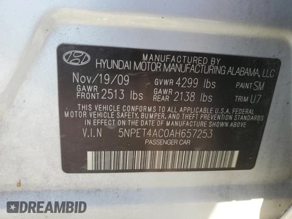 ✅ 2010 Hyundai Sonata GLS • VIN: 5NPET4AC0AH657253 • Лот: 80719214. Опубликован ранее на Copart с пробегом 83 480 миль. Бесплатный доступ к архиву аукционных продаж из США и подробный отчёт об истории автомобиля на DreamBid. Изображение 13.