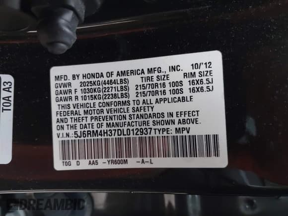 ✅ 2013 Honda CR-V LX • VIN: 5J6RM4H37DL012937 • Lot: 43673732. Listed on IAAI with 220,708 mi. Free auction sales archive from the USA and detailed vehicle history report at DreamBid. Image 9.