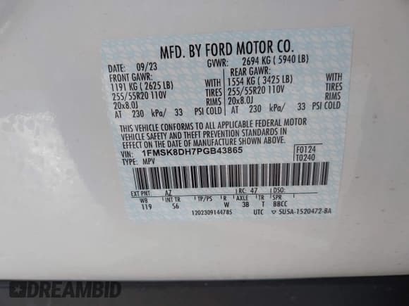 ✅ 2023 Ford Explorer XLT • VIN: 1FMSK8DH7PGB43865 • Lot: 43648750. Wystawiony na IAAI z przebiegiem 17 994 mil. Bezpłatny archiwum sprzedaży aukcyjnych z USA i szczegółowy raport historii pojazdu na DreamBid. Zdjęcie 9.