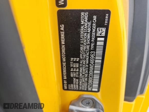 ✅ 2022 Toyota Supra 3.0 • VIN: WZ1DB0C06NW046963 • Лот: 68768845. Опубликован ранее на Copart с пробегом Не указан. Бесплатный доступ к архиву аукционных продаж из США и подробный отчёт об истории автомобиля на DreamBid. Изображение 13.