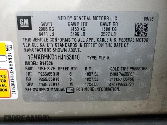 ✅ 2017 Chevrolet Traverse LT • VIN: 1GNKRHKD1HJ163010 • Лот: 82212055. Опубликован ранее на Copart с пробегом 116 806 миль. Бесплатный доступ к архиву аукционных продаж из США и подробный отчёт об истории автомобиля на DreamBid. Изображение 13.