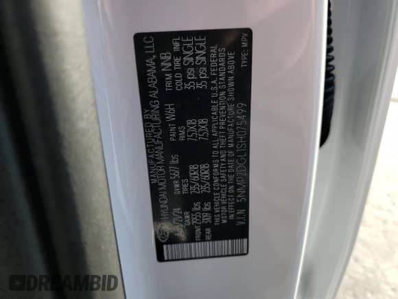 2025 Hyundai Santa Fe SEL с VIN 5NMP2DGL1SH075499, выставлен на аукционе Copart как лот 83337434 с пробегом 116 миль миль и Списание • Salvage title. История ставок и продаж доступна на DreamBid. Изображение 13.