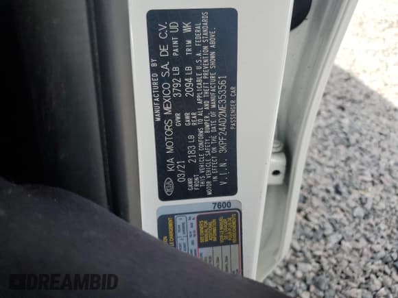 ✅ 2021 Kia Forte LXS • VIN: 3KPF24AD2ME353561 • Лот: 81965585. Опубликован ранее на Copart с пробегом 97 718 миль. Бесплатный доступ к архиву аукционных продаж из США и подробный отчёт об истории автомобиля на DreamBid. Изображение 12.