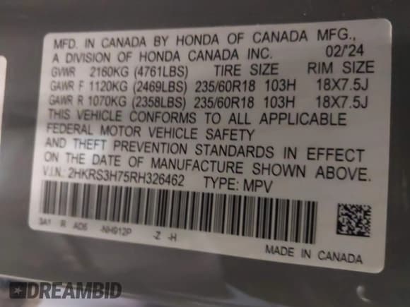 ✅ 2024 Honda CR-V EX-L • VIN: 2HKRS3H75RH326462 • Lot: 42905358. Wystawiony na IAAI z przebiegiem 13 939 mil. Bezpłatny archiwum sprzedaży aukcyjnych z USA i szczegółowy raport historii pojazdu na DreamBid. Zdjęcie 9.