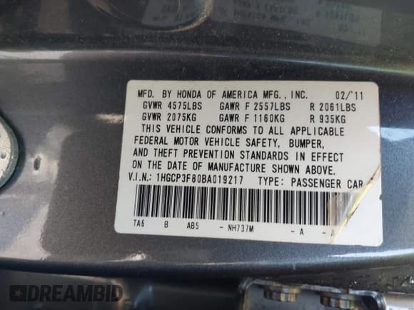 ✅ 2011 Honda Accord EX-L • VIN: 1HGCP3F80BA019217 • Lot: 43775955. Wystawiony na IAAI z przebiegiem 110 791 mil. Bezpłatny archiwum sprzedaży aukcyjnych z USA i szczegółowy raport historii pojazdu na DreamBid. Zdjęcie 9.