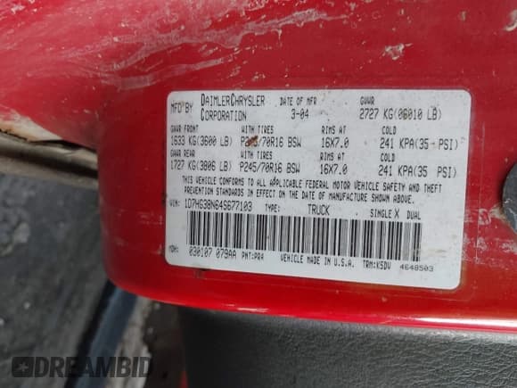 ✅ 2004 Dodge Dakota Sport • VIN: 1D7HG38N64S677103 • Lot: 41665245. Wystawiony na IAAI z przebiegiem 212 470 mil. Bezpłatny archiwum sprzedaży aukcyjnych z USA i szczegółowy raport historii pojazdu na DreamBid. Zdjęcie 9.