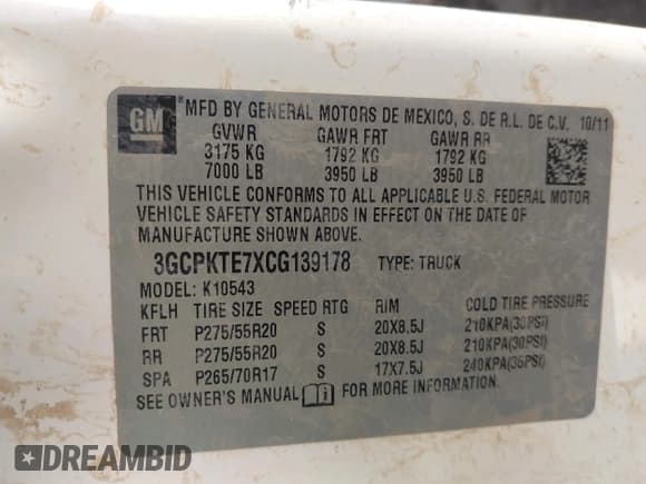 ✅ 2012 Chevrolet Silverado 1500 LTZ • VIN: 3GCPKTE7XCG139178 • Lot: 43487446. Listed on IAAI with 172,321 mi. Free auction sales archive from the USA and detailed vehicle history report at DreamBid. Image 9.