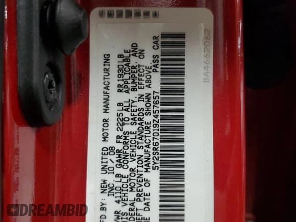 ✅ 2009 Pontiac Vibe GT • VIN: 5Y2SR67019Z457657 • Lot: 68351095. Listed on Copart with 213,821 mi. Free auction sales archive from the USA and detailed vehicle history report at DreamBid. Image 13.