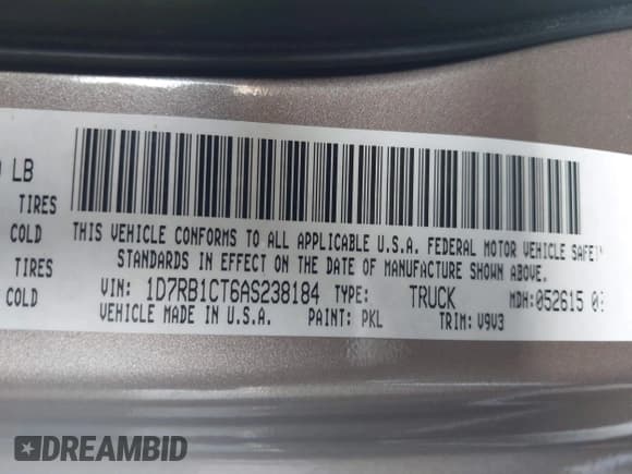 ✅ 2010 Dodge 1500 SLT • VIN: 1D7RB1CT6AS238184 • Lot: 42620600. Wystawiony na IAAI z przebiegiem 217 222 mil. Bezpłatny archiwum sprzedaży aukcyjnych z USA i szczegółowy raport historii pojazdu na DreamBid. Zdjęcie 9.