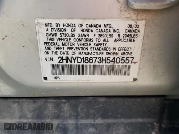✅ 2003 Acura MDX Touring • VIN: 2HNYD18673H540557 • Lot: 69266115. Wystawiony na Copart z przebiegiem Nie podano. Bezpłatny archiwum sprzedaży aukcyjnych z USA i szczegółowy raport historii pojazdu na DreamBid. Zdjęcie 13.