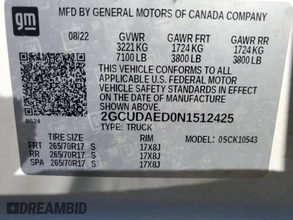 2022 Chevrolet Silverado 1500 Work Truck z VIN 2GCUDAED0N1512425, wystawiony jako Copart lot #86004394 z przebiegiem 28 649 mil mil oraz Czysty tytuł • Clean title. Historia ofert i sprzedaży dostępna na DreamBid. Obrazek 15.