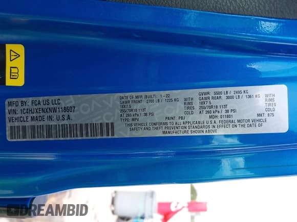 ✅ 2022 Jeep Wrangler Unlimited Sahara • VIN: 1C4HJXENXNW118607 • Lot: 42536834. Listed on IAAI with 29,917 mi. Free auction sales archive from the USA and detailed vehicle history report at DreamBid. Image 9.