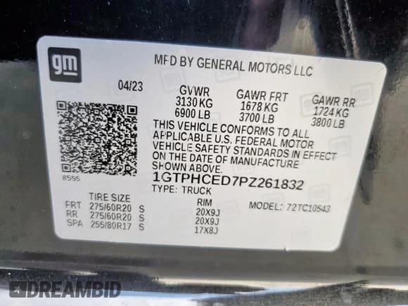 ✅ 2023 GMC Sierra 1500 Elevation • VIN: 1GTPHCED7PZ261832 • Lot: 67082805. Listed on Copart with Not provided. Free auction sales archive from the USA and detailed vehicle history report at DreamBid. Image 13.