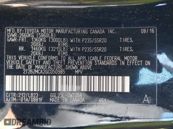 ✅ 2016 Lexus RX 350 • VIN: 2T2BZMCA2GC050985 • Лот: 43494358. Опубликован ранее на IAAI с пробегом 73 483 миль. Бесплатный доступ к архиву аукционных продаж из США и подробный отчёт об истории автомобиля на DreamBid. Изображение 9.