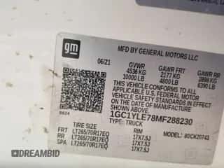 2021 Chevrolet Silverado 2500HD Work Truck z VIN 1GC1YLE78MF288230, wystawiony jako IAAI lot #43590962 z przebiegiem 127 645 mil mil oraz . Historia ofert i sprzedaży dostępna na DreamBid. Obrazek 4.