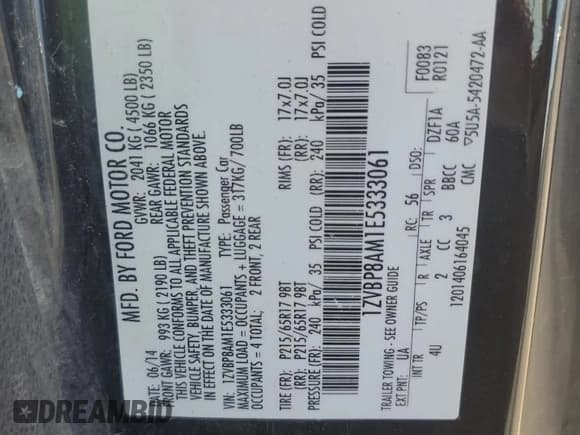 ✅ 2014 Ford Mustang V6 • VIN: 1ZVBP8AM1E5333061 • Лот: 56882415. Опубликован ранее на Copart с пробегом 101 910 миль. Бесплатный доступ к архиву аукционных продаж из США и подробный отчёт об истории автомобиля на DreamBid. Изображение 12.