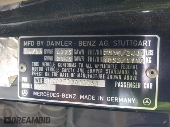 ✅ 1983 Mercedes-Benz 300 SD • VIN: WDBCB20A7DB045764 • Lot: 41504450. Listed on IAAI with 169,882 mi. Free auction sales archive from the USA and detailed vehicle history report at DreamBid. Image 9.