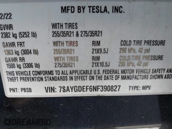 ✅ 2022 Tesla Model Y Performance • VIN: 7SAYGDEF6NF390827 • Lot: 43454751. Wystawiony na IAAI z przebiegiem Nie podano. Bezpłatny archiwum sprzedaży aukcyjnych z USA i szczegółowy raport historii pojazdu na DreamBid. Zdjęcie 9.