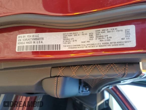 ✅ 2022 Jeep Grand Cherokee Summit Reserve • VIN: 1C4RJKETXN8502770 • Лот: 71499555. Опубликован ранее на Copart с пробегом 44 000 миль. Бесплатный доступ к архиву аукционных продаж из США и подробный отчёт об истории автомобиля на DreamBid. Изображение 13.