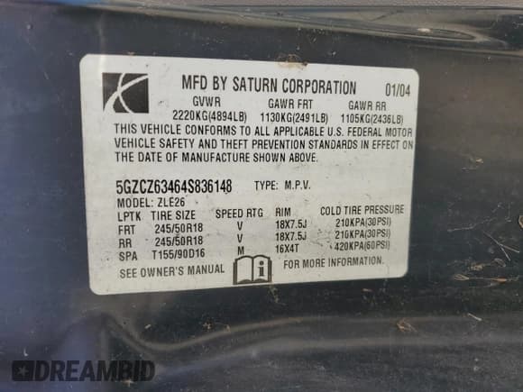 ✅ 2004 Saturn VUE V6 • VIN: 5GZCZ63464S836148 • Lot: 65836505. Wystawiony na Copart z przebiegiem Nie podano. Bezpłatny archiwum sprzedaży aukcyjnych z USA i szczegółowy raport historii pojazdu na DreamBid. Zdjęcie 12.