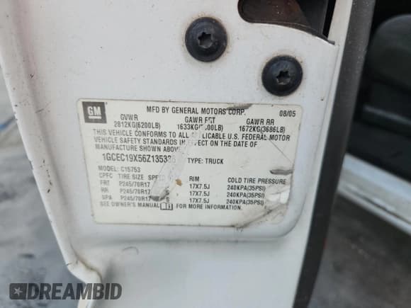 ✅ 2006 Chevrolet Silverado 1500 LS • VIN: 1GCEC19X56Z135336 • Lot: 81968465. Listed on Copart with 322,264 mi. Free auction sales archive from the USA and detailed vehicle history report at DreamBid. Image 12.