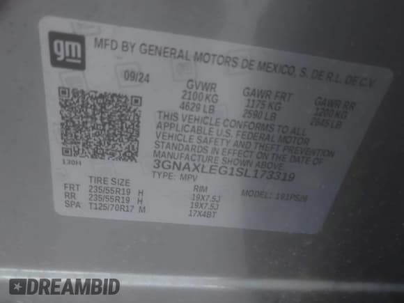 ✅ 2025 Chevrolet Equinox FWD RS • VIN: 3GNAXLEG1SL173319 • Lot: 43038770. Wystawiony na IAAI z przebiegiem 15 146 mil. Bezpłatny archiwum sprzedaży aukcyjnych z USA i szczegółowy raport historii pojazdu na DreamBid. Zdjęcie 9.